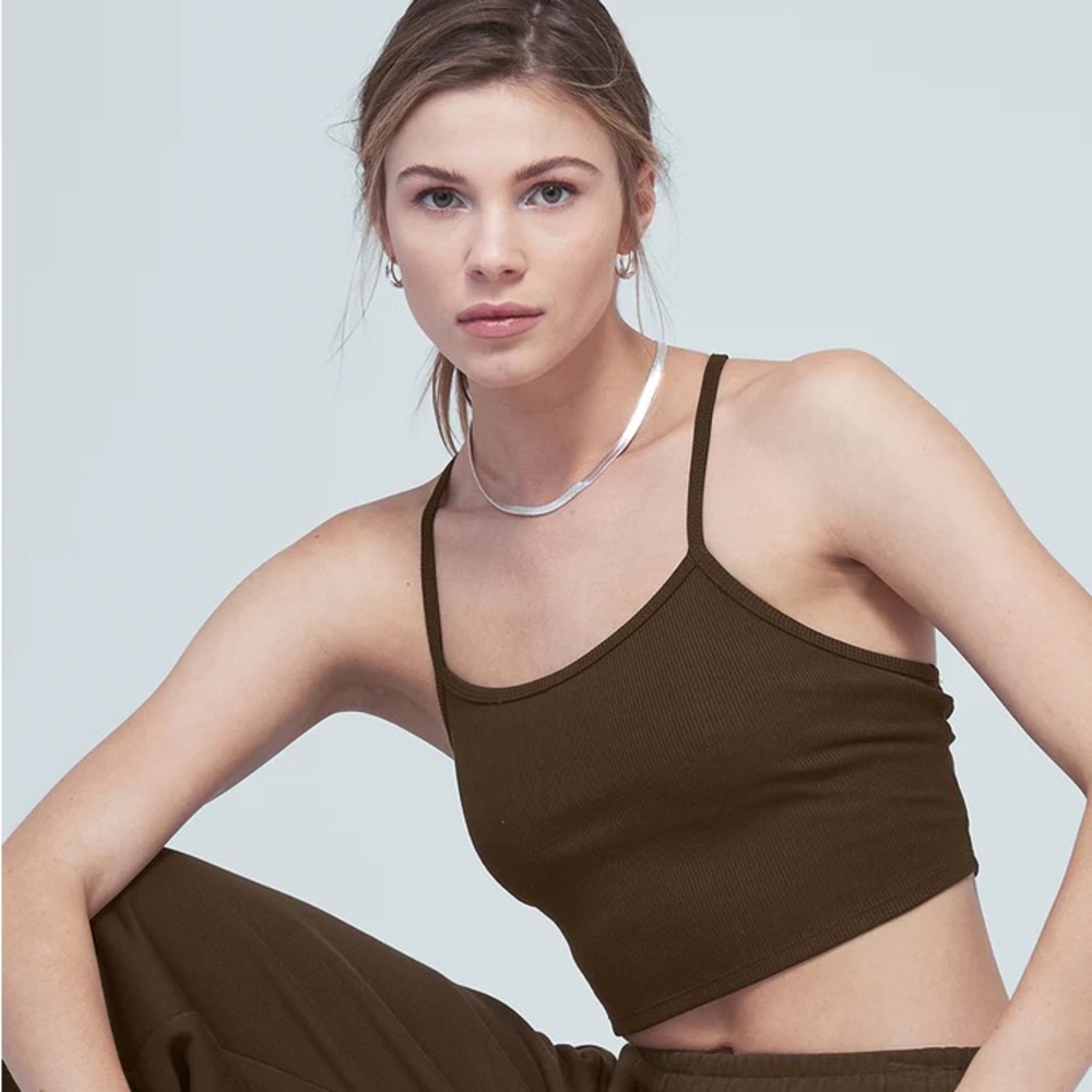 Alosoft Ribbed Crop Calm Tank - Espresso